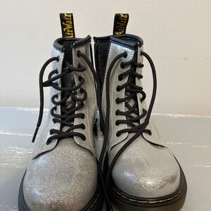 Girls doc martens , silver sparkle, size 3.